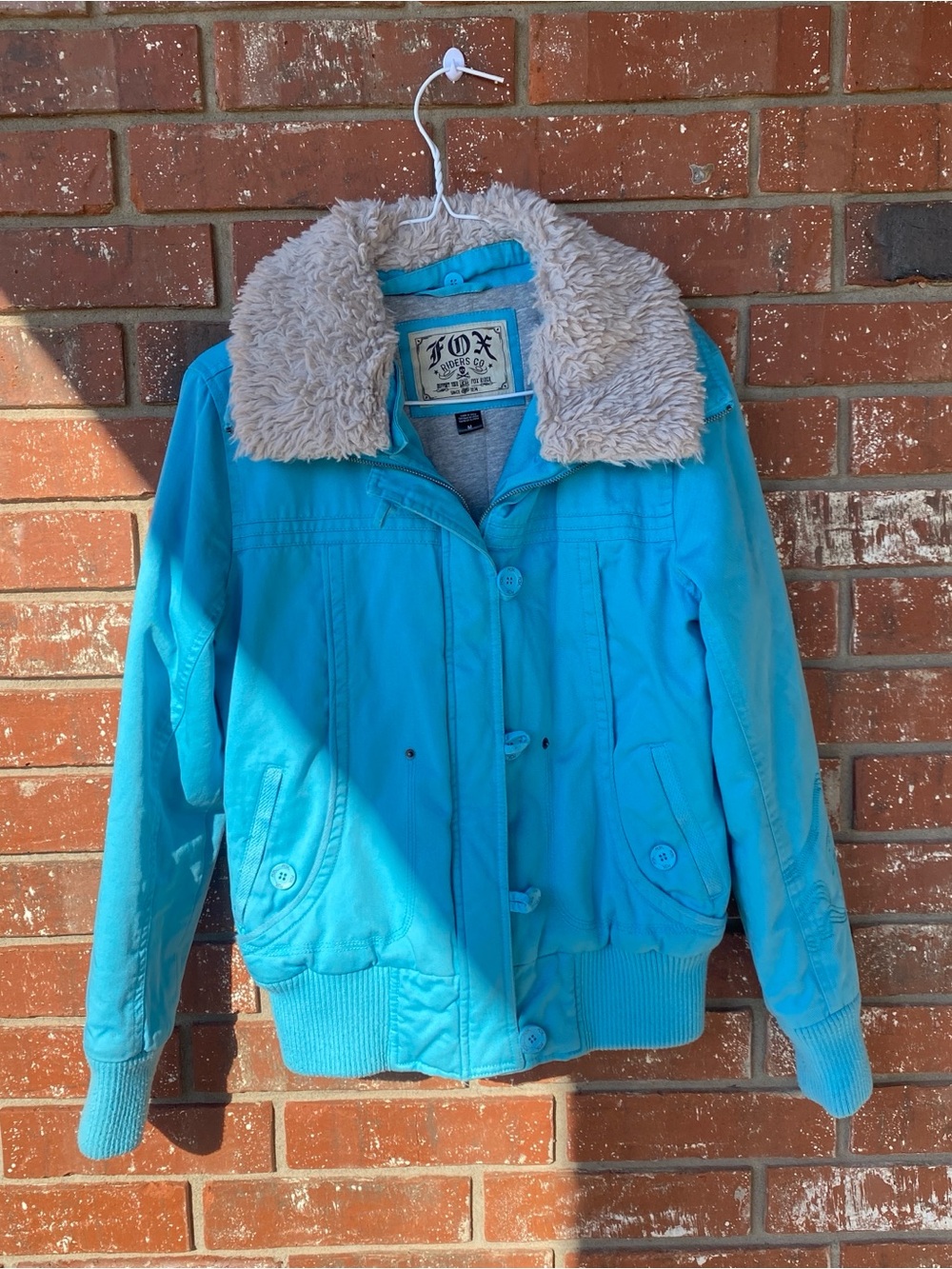 Fox Turquoise Faux Fur Collar Women's Jacket